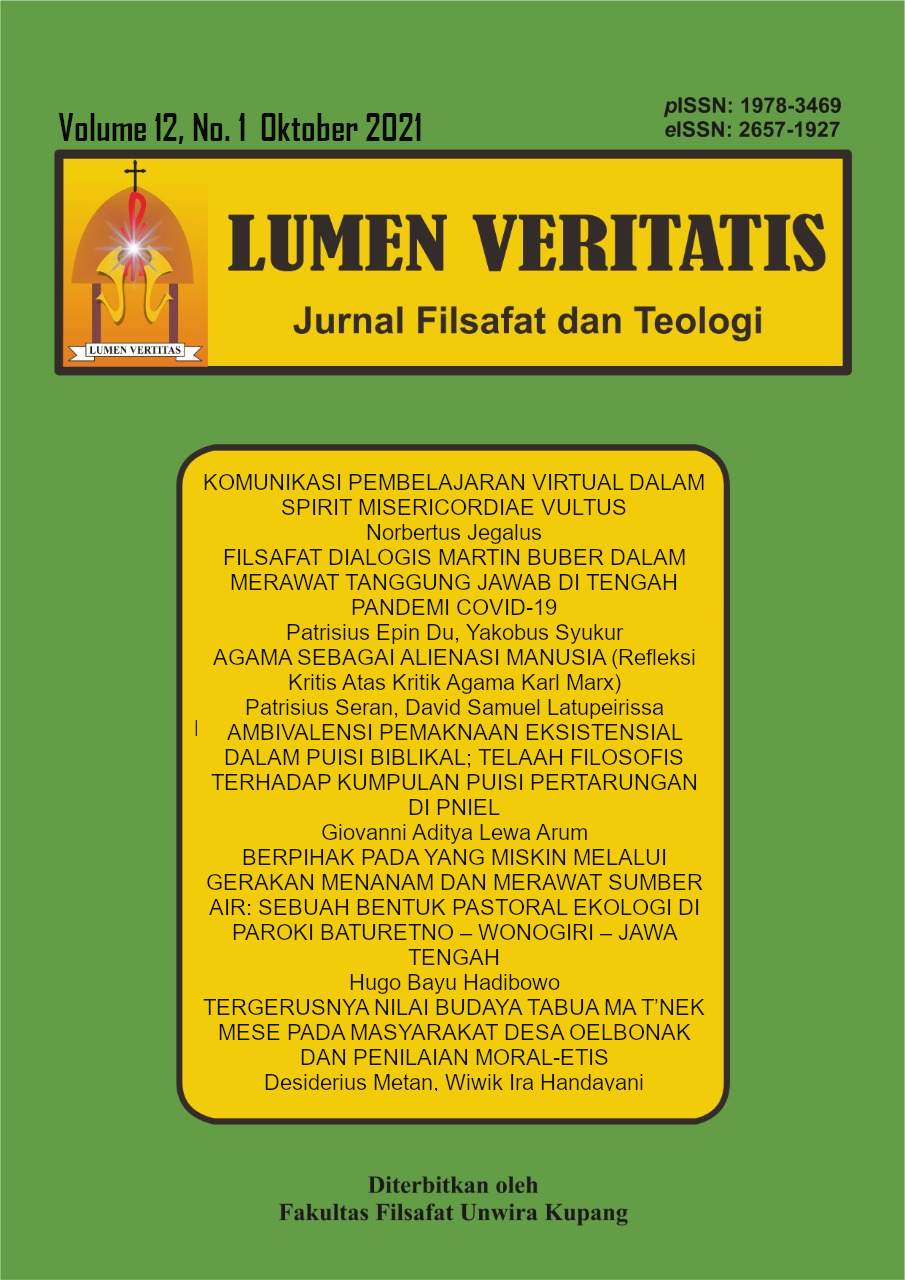 					View Vol. 12 No. 1 (2021):  LUMEN VERITATIS : Jurnal Filsafat dan Teologi | Mei 2021 ~ Oktober 2021
				