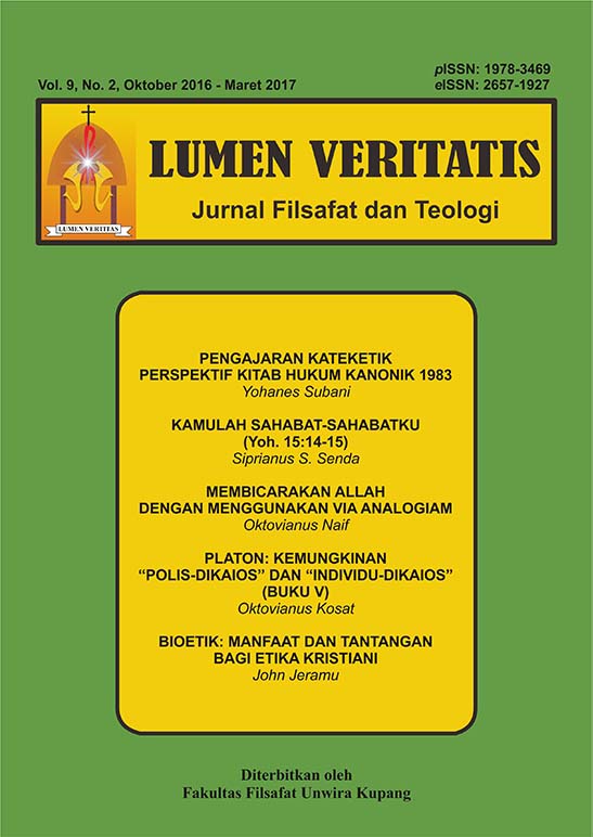 					View Vol. 9 No. 2 (2017): LUMEN VERITATIS : Jurnal Filsafat dan Teologi | November 2016 ~ April 2017
				