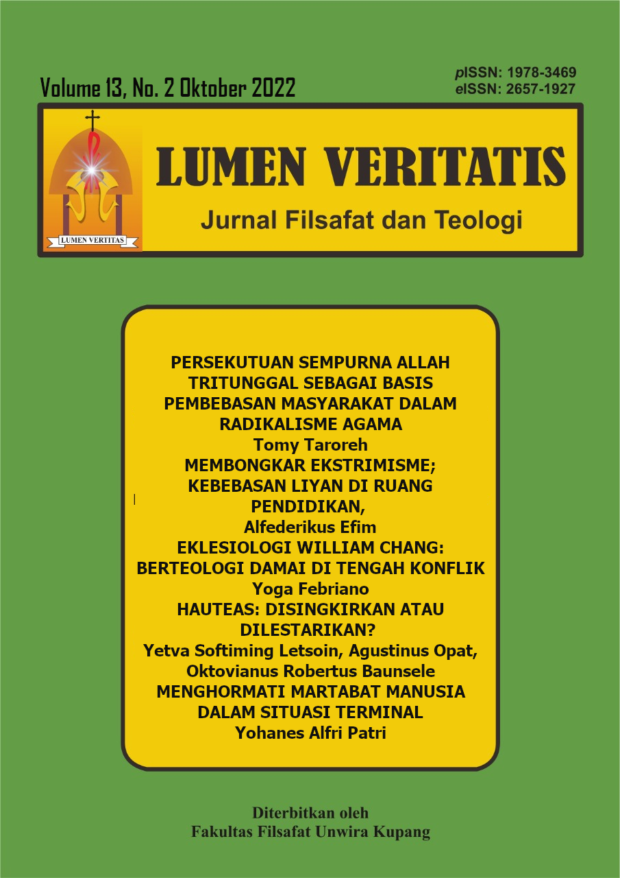 					View Vol. 13 No. 2 (2022): LUMEN VERITATIS : Jurnal Filsafat dan Teologi | Oktober 2022
				